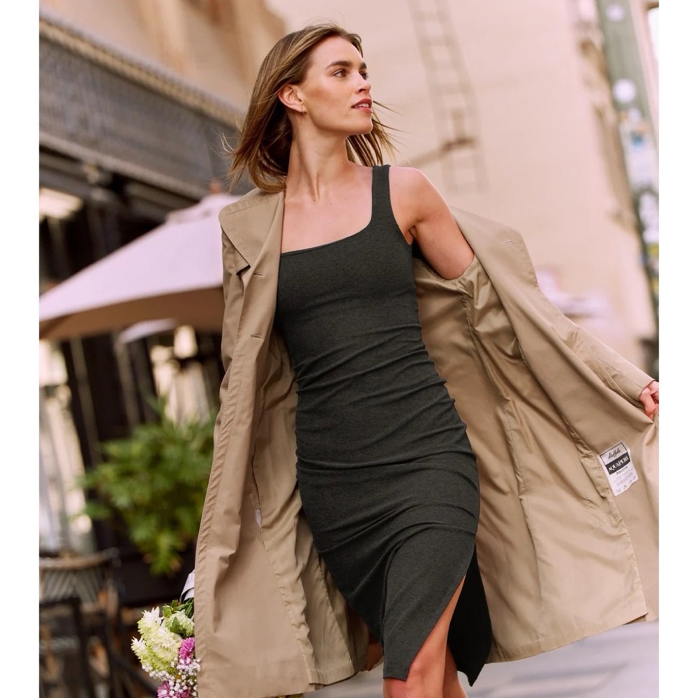 Beyond Yoga. Spacedye Icon Midi Dress. Darkest Night.